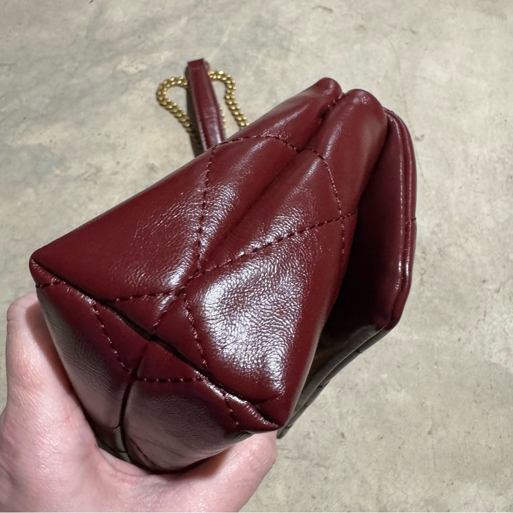 Ted Baker Ginn Quilted Leather Bag Mini‎ Crossbody Evening Red Gold Fall Firmal - Picture 4 of 9